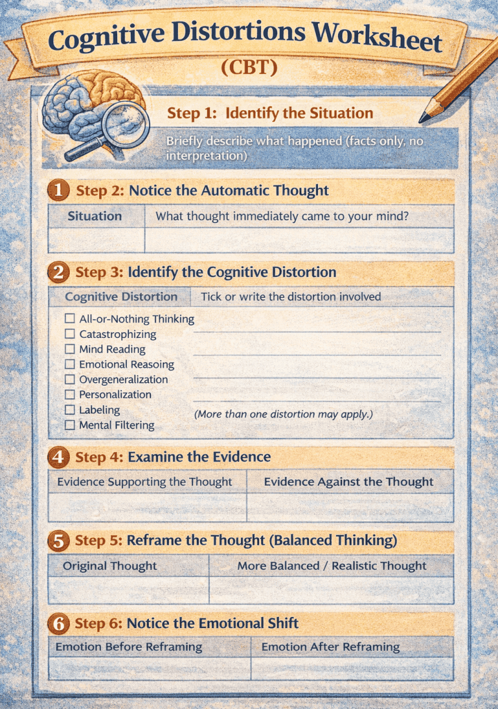 15 Cognitive Distortions: List, Examples & Free CBT Worksheet